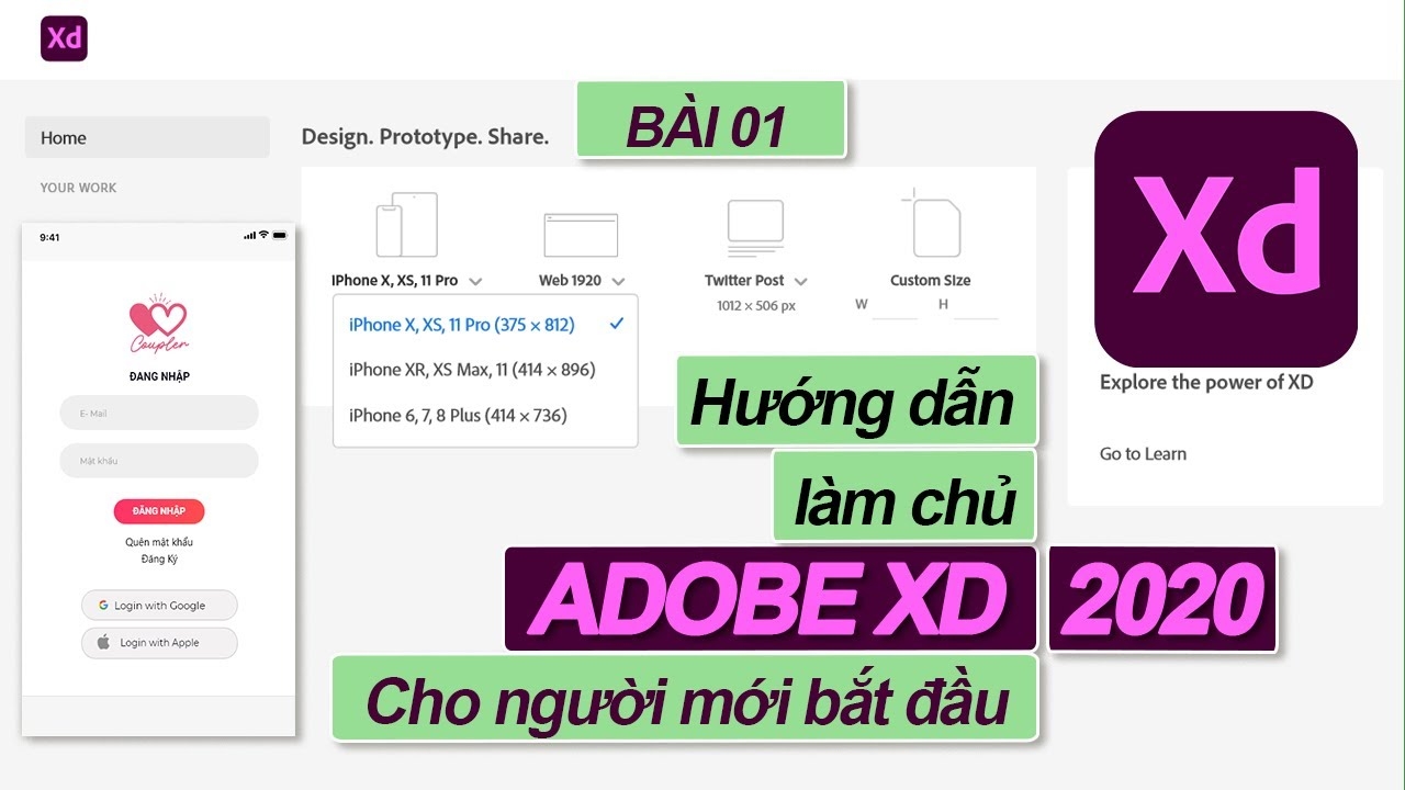 Instructions for learning Adobe XD - Learn UI and UX Design for beginners